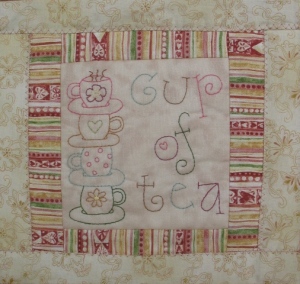 Cup of tea stitchery block of the week